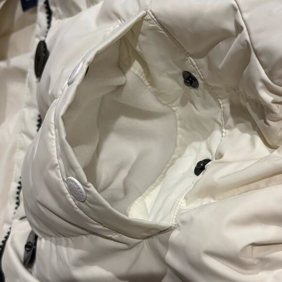 Lands' End Women's Down Commuter Parka Coat Ivory Hooded Puffer Size Large Warm! - Picture 6 of 13